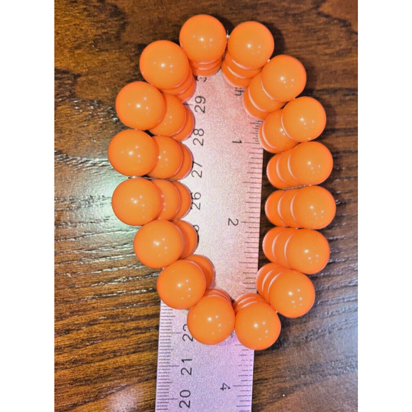 Orange 3 Strands Faceted Beaded 3.5 Inch Around Bracelet! - Picture 5 of 6